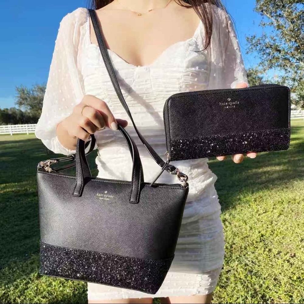 Bundle💕Kate Spade Satchel & Wallet SET Glitter - Picture 1 of 10